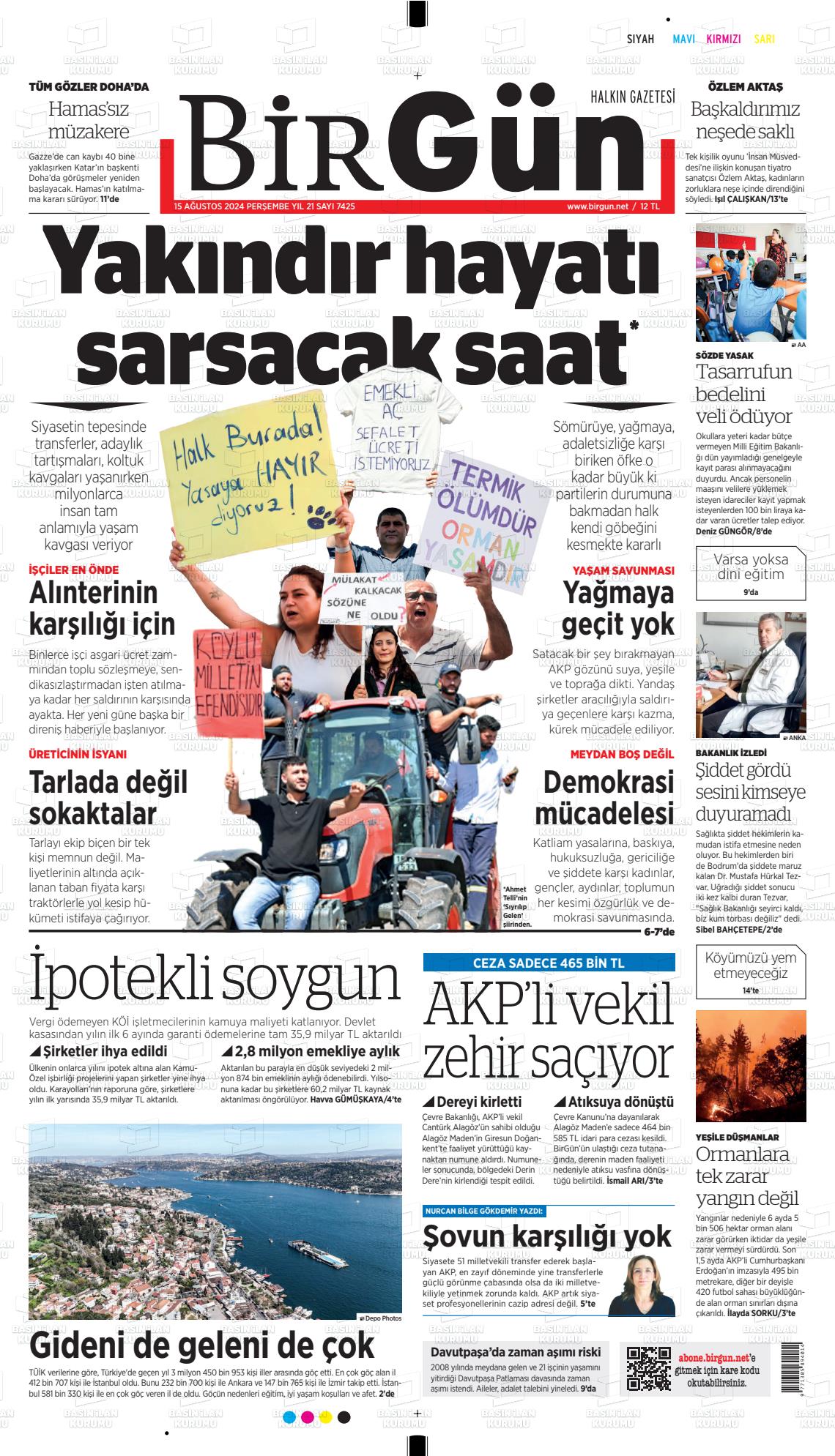 halkin gazetesi birgn 15 agustos 2024 tarihli gazetesi B