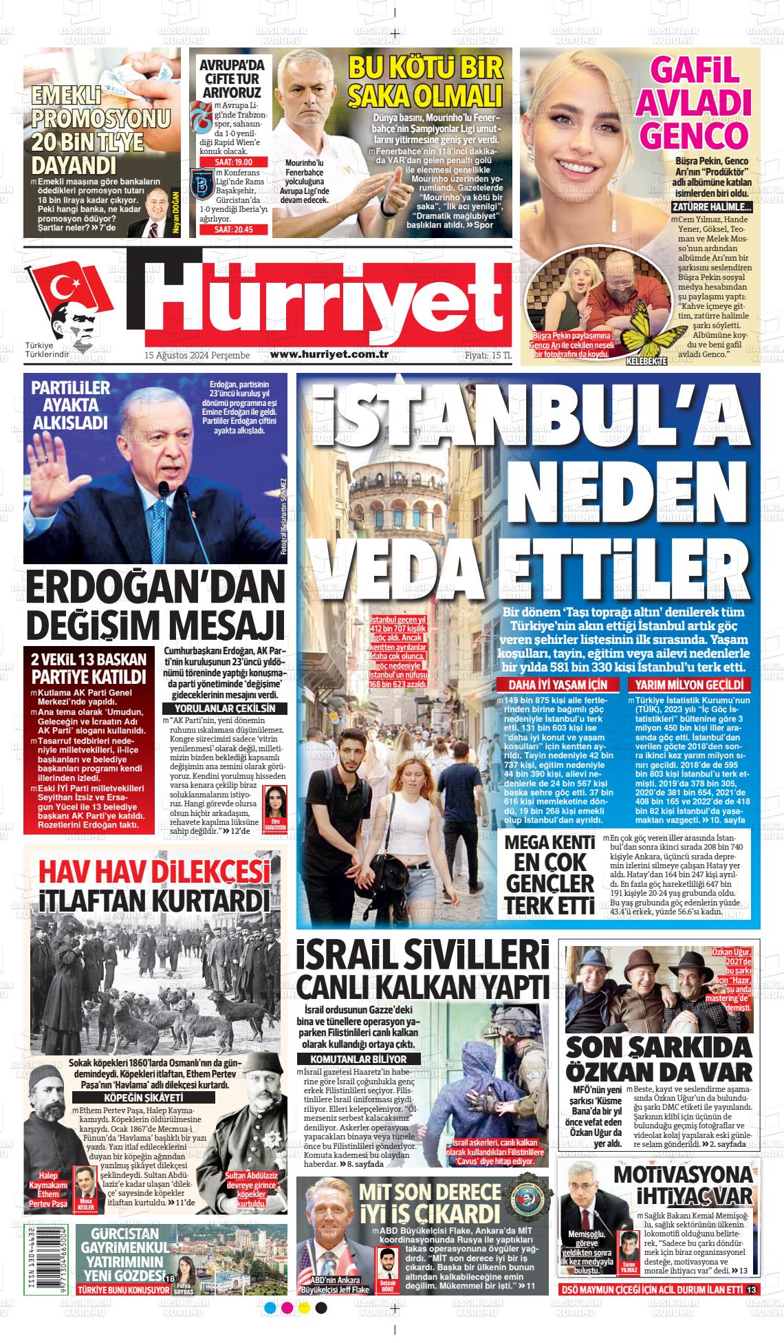 hrriyet 15 agustos 2024 tarihli gazetesi B