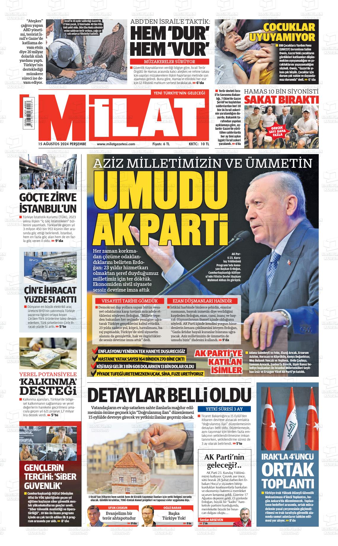 milat 15 agustos 2024 tarihli gazetesi B