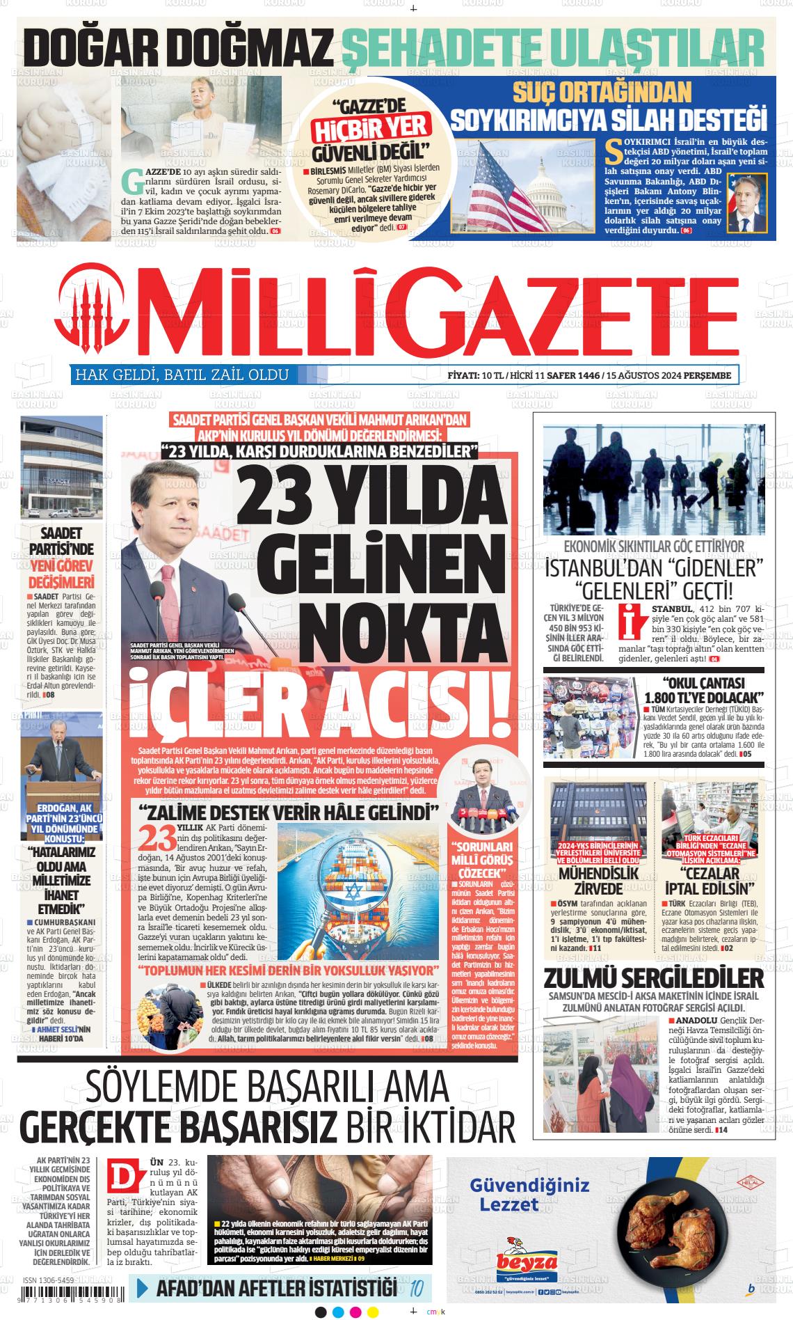 milli gazete 15 agustos 2024 tarihli gazetesi B