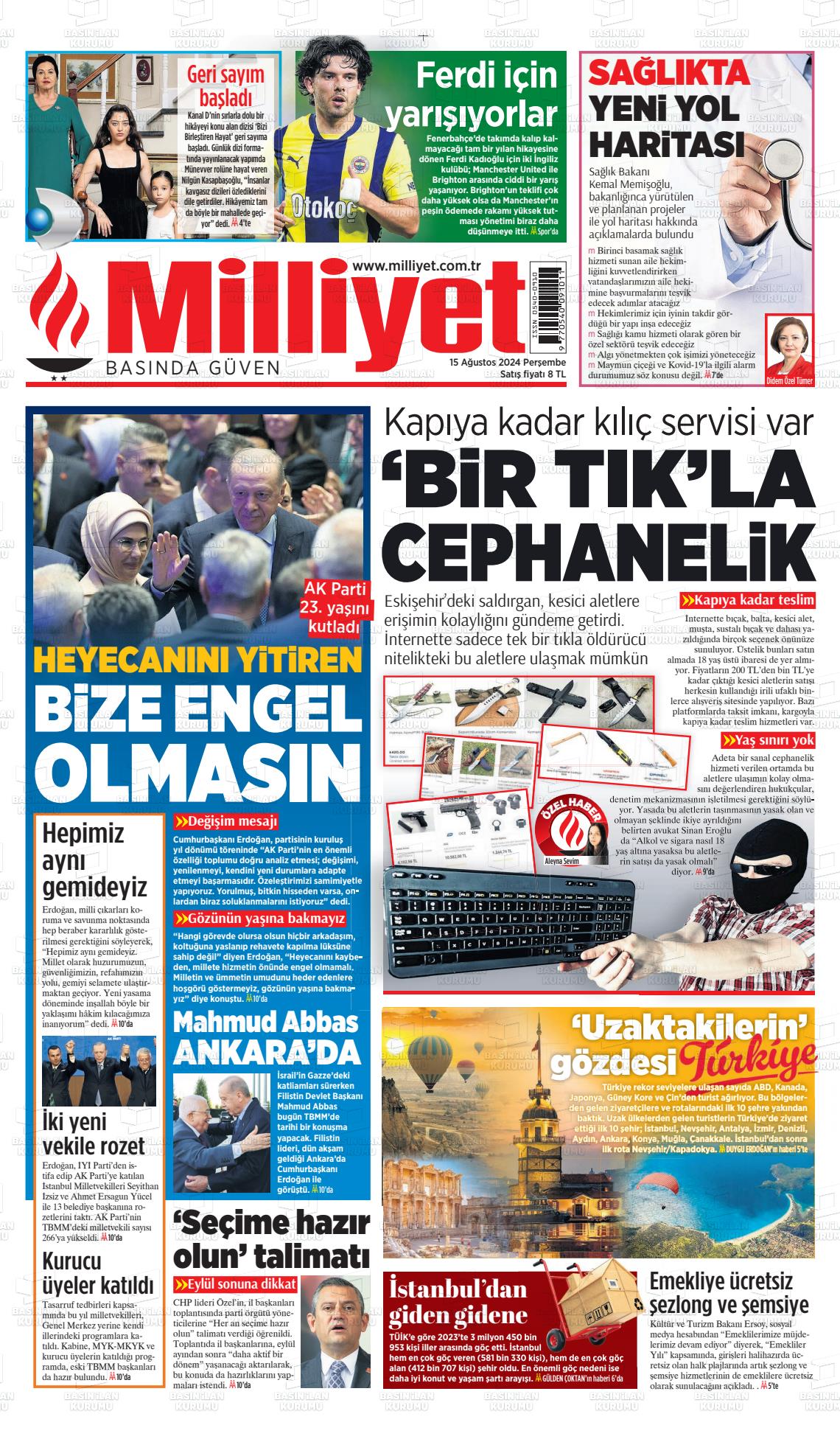 milliyet 15 agustos 2024 tarihli gazetesi B